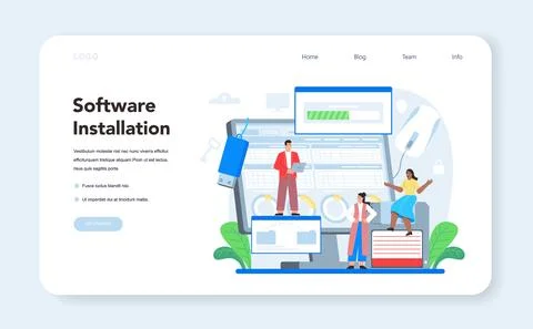 System administrator web banner or landing page set. Technical work Stock Illustration