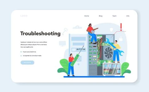 System administrator web banner or landing page set. Technical work Stock Illustration