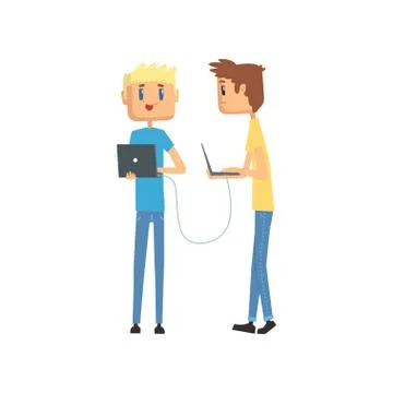 System administrators, network engineers, computer and technical support cartoon Stock Illustration