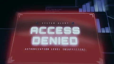 System alert indicating ACCESS DENIED due to insufficient authorization, error Stock Footage 334932995