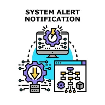 System alert notification and data processing concept Illustrazione stock