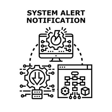 System alert notification and data processing concept Stock Illustration