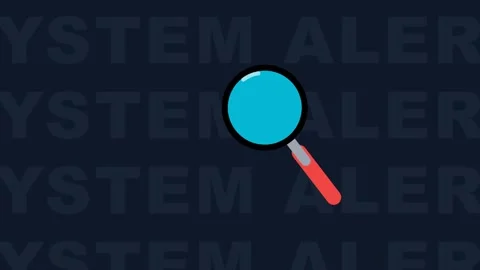 System Alert Search Magnifying Glass Cyber Security Concept Stock Footage 342585183