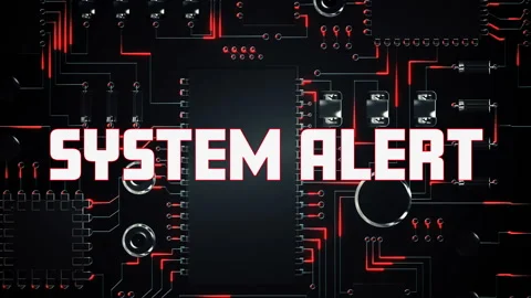 System alert text against microprocessor connection Vídeo Stock 138886468