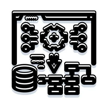 System analysis architectural development with data flow Stockillustratie