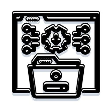 System analysis setting up data management process Illustrazione stock