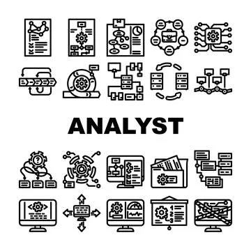 System analyst data business icons set vector Stockillustratie
