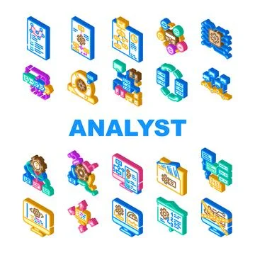 System analyst data business icons set vector Stock Illustration