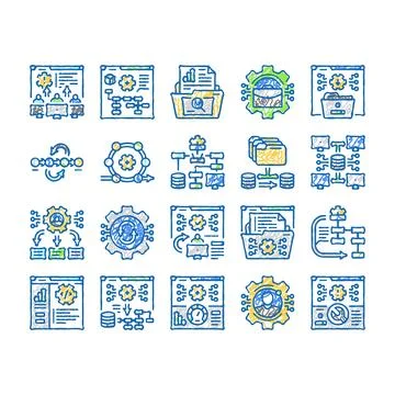 System analyst data icons hand drawn Stock Illustration