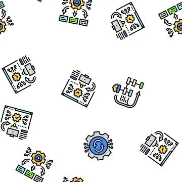 System analyst data seamless pattern vector Stock Illustration