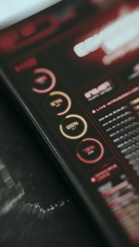 System analytics interface showing real-time memory consumption and network Stock Footage 335462371