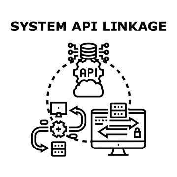 System api linkage for data exchange and integration イラスト素材