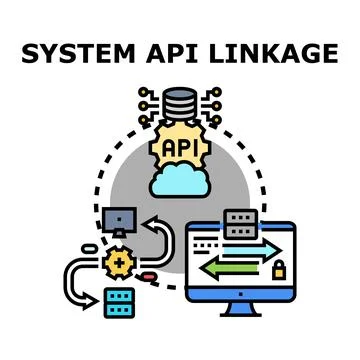 System api linkage for data exchange and integration 库存插图