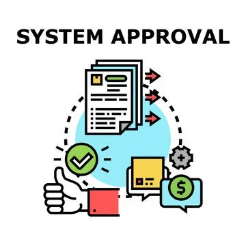 System approval process completing successful transaction Stock Illustration