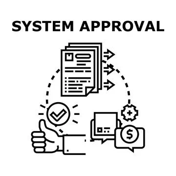 System approval process completing successful transaction Stock Illustration