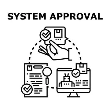 System approval process with document and computer Stock Illustration