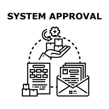 System approval process managing business operations Illustrazione stock