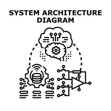 System architecture diagram developing software engineering process Stock Illustration