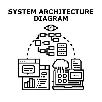 System architecture diagram vector concept illustration Stock Illustration