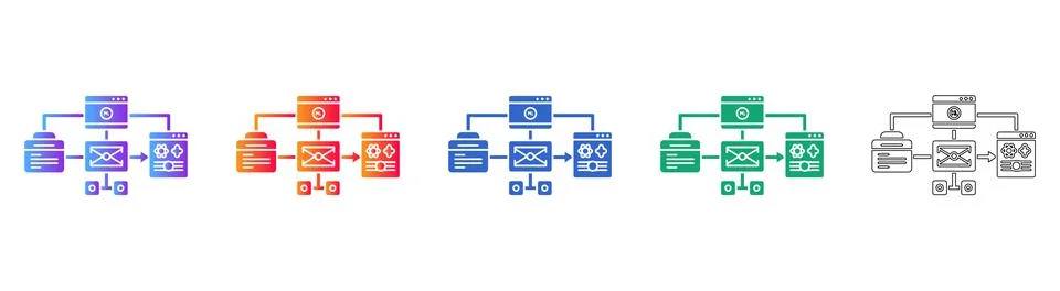System Architecture Flowchart Icons for Technical Documentation 스톡 일러스트