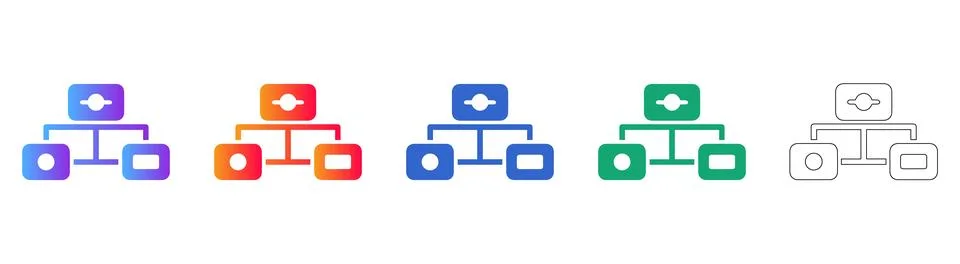 System Architecture Node Icon Set Illustrazione stock