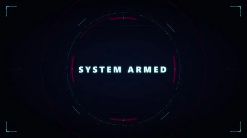 System armed digital hud interface overlay with glowing neon text and circu.. Stock Footage 337562444