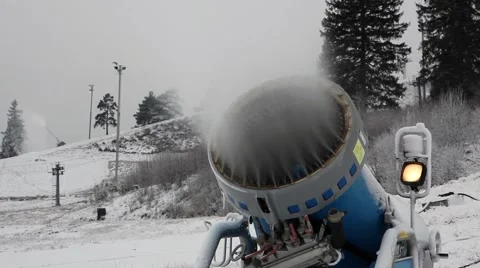 System of Artificial Snowmaking Stock Footage 58281369