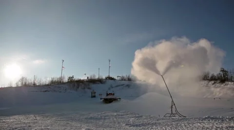 System of Artificial Snowmaking Stock Footage 58728096
