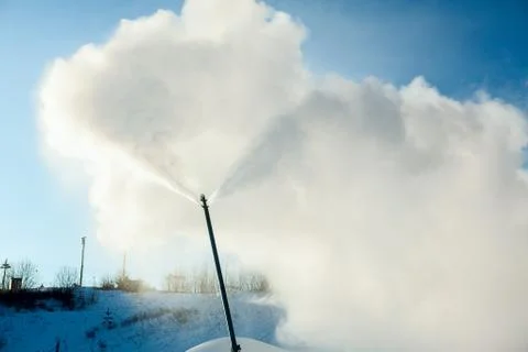 System of artificial snowmaking Stock Photos