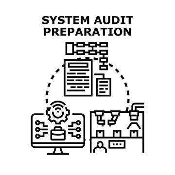 System audit preparation document workflow illustration Stock Illustration