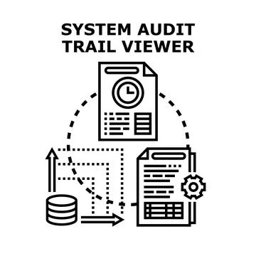 System audit trail viewer analyzing data logs Stock Illustration