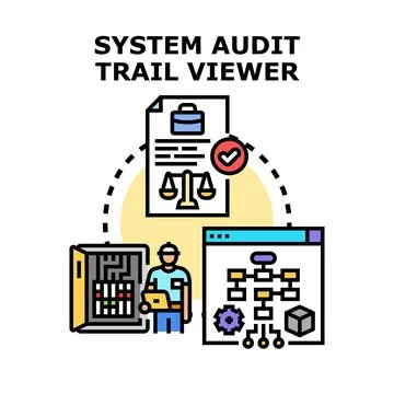 System audit trail viewer analyzing log data Illustrazione stock