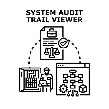 System audit trail viewer analyzing log data Stock Illustration