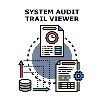 System audit trail viewer analyzing data logs Stock Illustration