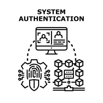 System authentication process securing digital data and user access Stock Illustration