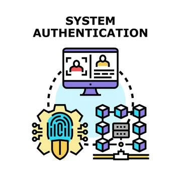 System authentication process securing digital data and user access Stock Illustration