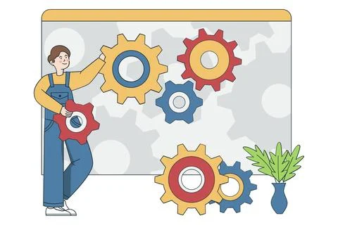 System Automation and Process Efficiency Stock Illustration