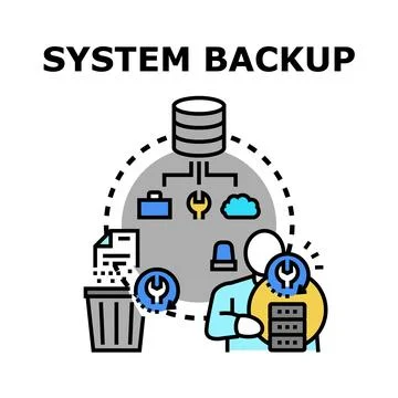 System backup creating data restore protection concept Stock Illustration