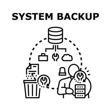 System backup creating data restore protection concept Stock Illustration