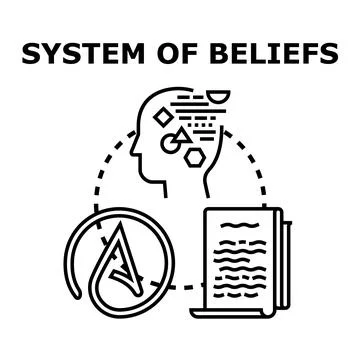 System of beliefs developing human mind thinking process Stock-Illustration