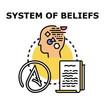 System of beliefs developing human mind thinking process Stock Illustration