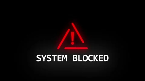 System Blocked horizontal all the video danger attention icon animation. Ca.. Stock Footage 331348248