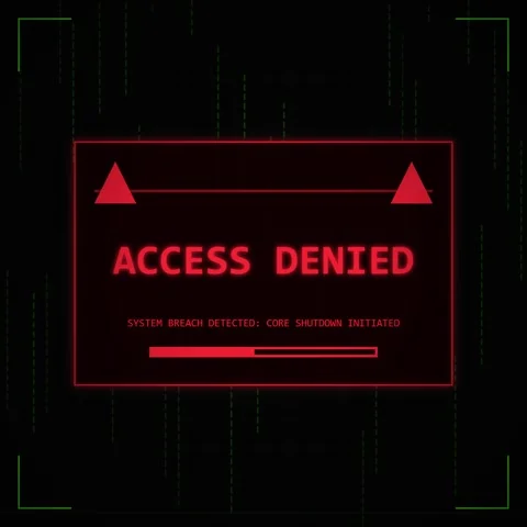 System Breach Detected Core Shutdown Initiated Red Alert Screen Futuristic .. Stock Footage 347264278
