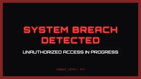 System breach detected warning screen for cinematic hacking effects and dig.. Stock Footage 336805885