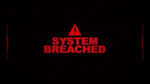 System breach glitch alert message on dark digital interface background Stock Footage 345101829
