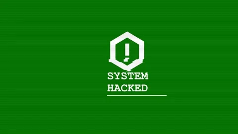 System breach glitch showing system hacked warning message on monitor Stock Footage 345101828