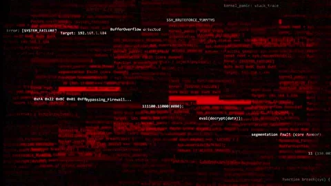 System breach hacking digital security failure on dark background Stock Footage 346514645