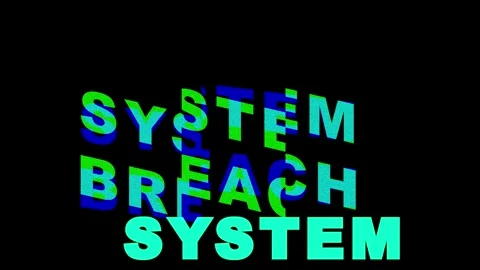 System Breach text glitch effect with digital distortion and noise in a dar.. Video stock 344036855