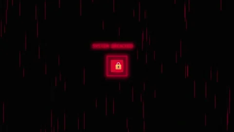 System breached red glowing padlock icon digital security failure backgroun.. Stock-Footage 341824304