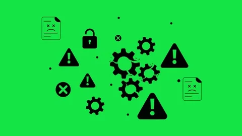 System broken and error concept on the green screen 4k animation for keying Stock Footage 306104278